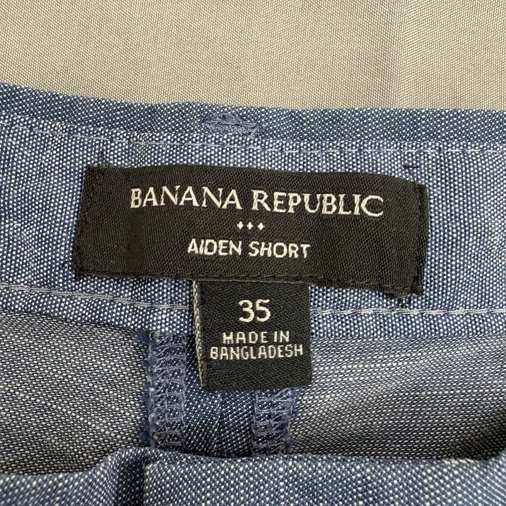 Banana Republic Aiden Short  Men's Chino Chambray Blue Heather Preppy Size 35